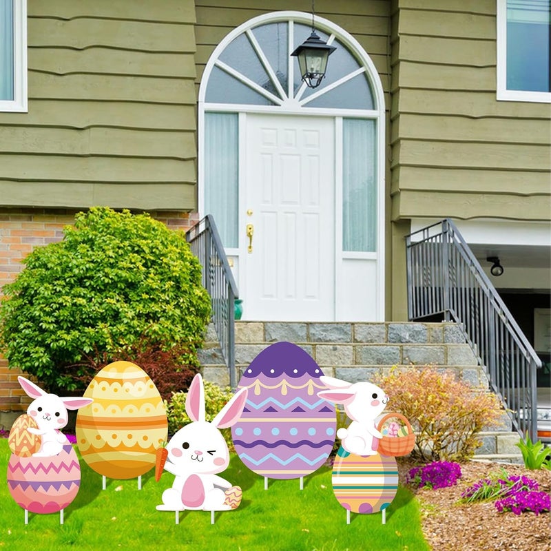 PhyLence 48 Inch Easter Bunny and Egg Yard Signs with Stakes - Large Bunny and Egg Stackable Designs for Outdoor Garden and Lawn Decorations for Easter Day Party Favors, Spring Holiday Celebrations - Image 5